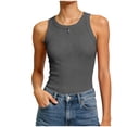 thumbnail image 7 of enyan Women's Double Lined Basic Tank Top Adjustable Spaghetti Straps Sleeveless Camisole Shirts Workout Tops for Women,Dark Gray,XXL, 7 of 7