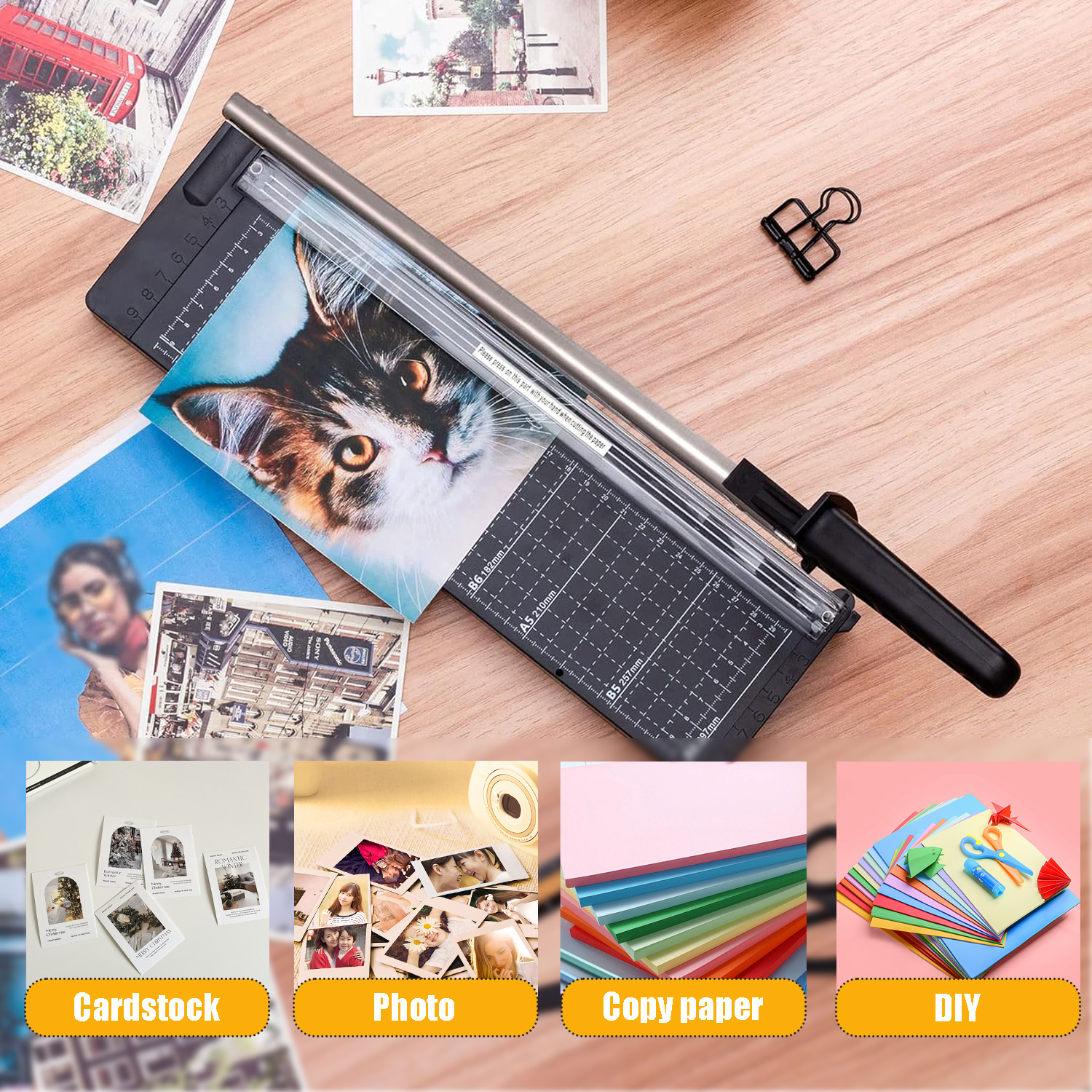 Paper Cutter 12 Inch, Guillotine Paper Cutter with 8 Sheet Capacity, Heavy Duty Paper Cutter for Cardstock, Paper Trimmer for Crafting, Classroom and Office
