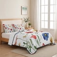 thumbnail image 5 of Twin XL Quilt Set 68''x98'', Pink Colorful Poppy Lightweight Summer Bedspread Coverlet Set with 2 Pillow Shams, Spring Pastoral Flowers Leaves Breathable All Season Quilt Bedding for Dorm/Guest Room, 5 of 9