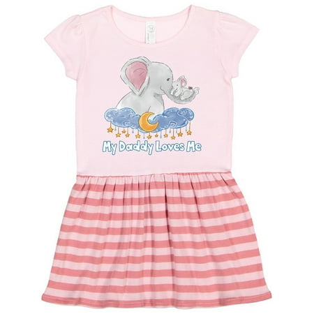 

Inktastic My Daddy Loves Me Cute Elephants Clouds Moon and Stars Gift Toddler Girl Dress