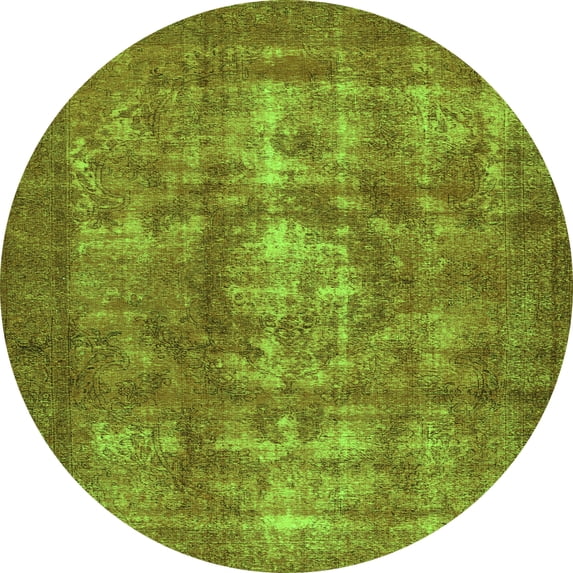 Ahgly Company Machine Washable Indoor Round Persian Green Bohemian Area Rugs, 3' Round