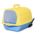 thumbnail image 2 of Hooded Cat Enclosed Cat Toilet Reusable Detachable Pet Handheld Blue Yellow, 2 of 8