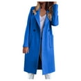 thumbnail image 2 of Qertyioot Plus Size Coat for Womens,Fashion Pocket Solid Button Lapel Cardigan Long Sleeve, 2 of 7