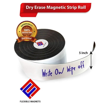 - Dry Erase Magnetic Strip Roll Write on / Wipe off Magnet Without Marker (5 Inch x 10 Feet)