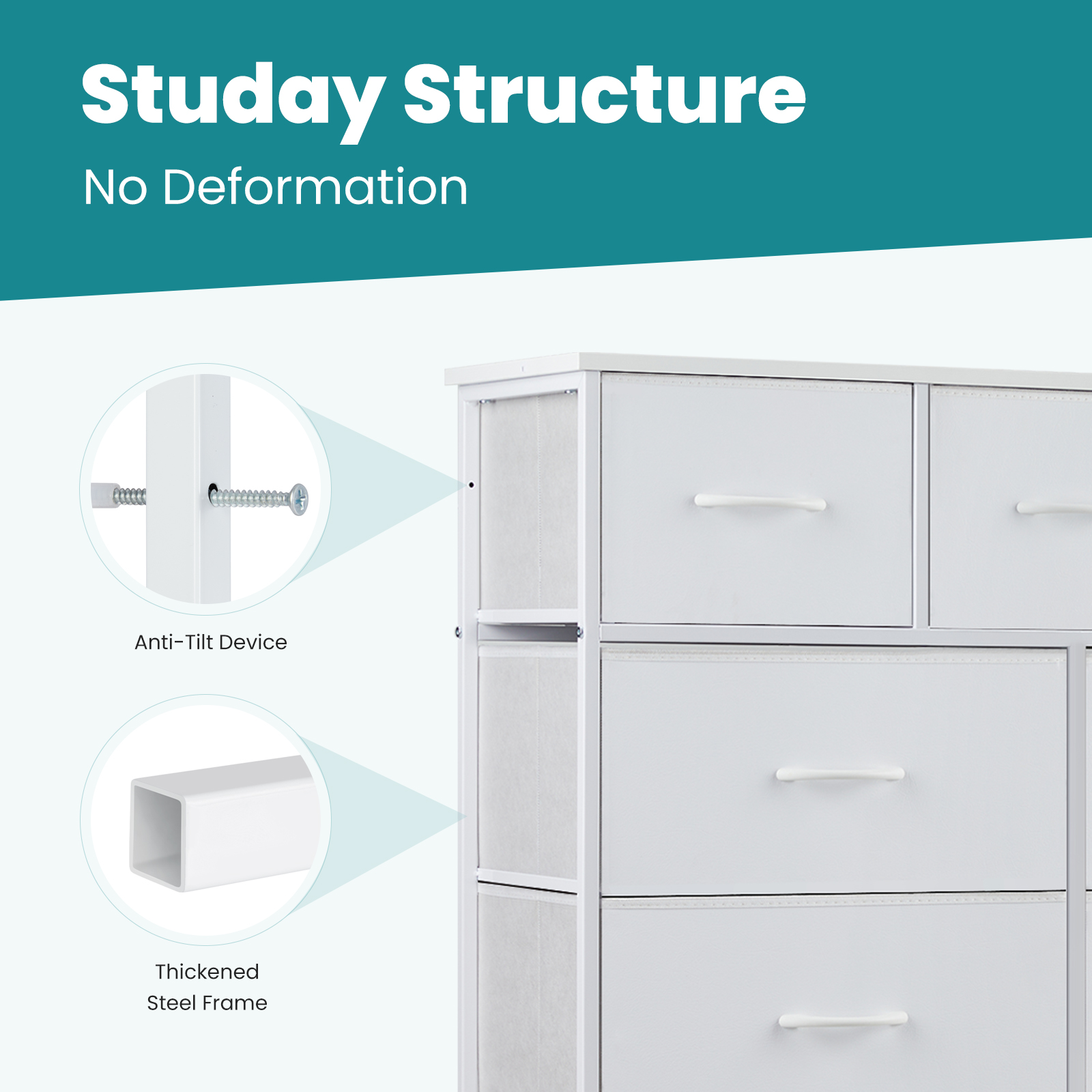edx 9-Drawer Fabric Storage Dresser, White photo 4