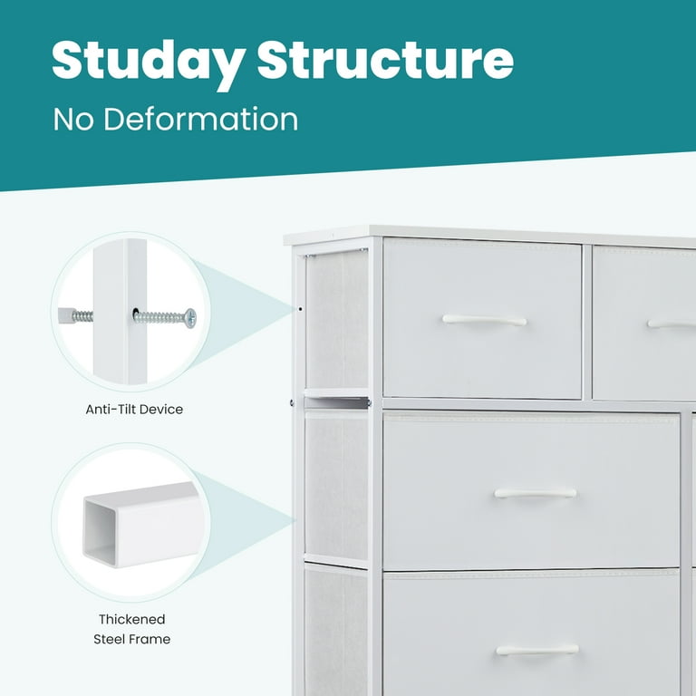 Drawer - drawer カシミヤ100% ZUNMOS Fabric Storage Dresser with 9 Drawers, Steel Frame