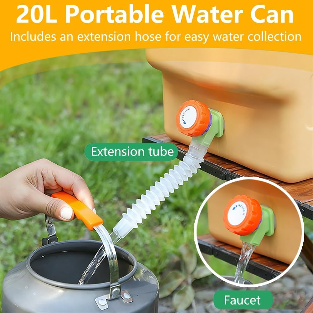 XEENSO 5 Gallon BPA-Free Extra Thick & Large Capacity Water Jug w/Spigot + Hand Sanitizer Bottle, Leak-Proof Heavy Duty Portable Container for Camping Hiking Picnic Emergency Use