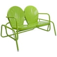 thumbnail image 3 of Northlight 48.25" Outdoor Retro Metal Tulip Double Glider Patio Chair, Lime Green, 3 of 5