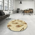 thumbnail image 3 of Ahgly Company Indoor Round Patterned Khaki Gold Area Rugs, 3' Round, 3 of 6