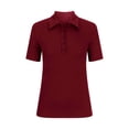 thumbnail image 3 of Henpk New Arrivals 2024 Now Trending 2024 Womens Tops,Tank Tops,Tee Shirts,Summer Blouses Tunic Tops Short Sleeve Shirts Solid Color Casual Business Office Blouses Button Up Turndown Collar Sho Red L, 3 of 5