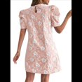 thumbnail image 2 of Vestido Corto Bohemio de Verano con Mangas Abullonadas y Estampado Floral para Mujer, Cintura Alta Rosa XXL, 2 of 7