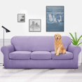 thumbnail image 2 of Latest Checkered 4 Pieces Couch Covers for 3 Cushion Couch Extra Large High Stretch Thickened Sofa Cover for Dogs Pets Anti Slip Furniture Protector Sofa Slipcovers (X Large, Light Purple), 2 of 7