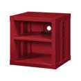 thumbnail image 1 of Benzara BM204630 Metal Nightstand with 2 Open Compartment & USB Port, Red, 1 of 5