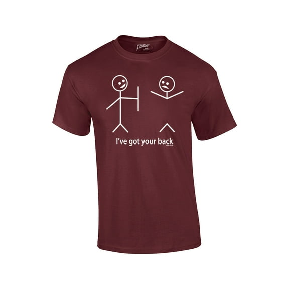 Funny T-Shirt Stick Figures I Got Your Back-maroon-medium