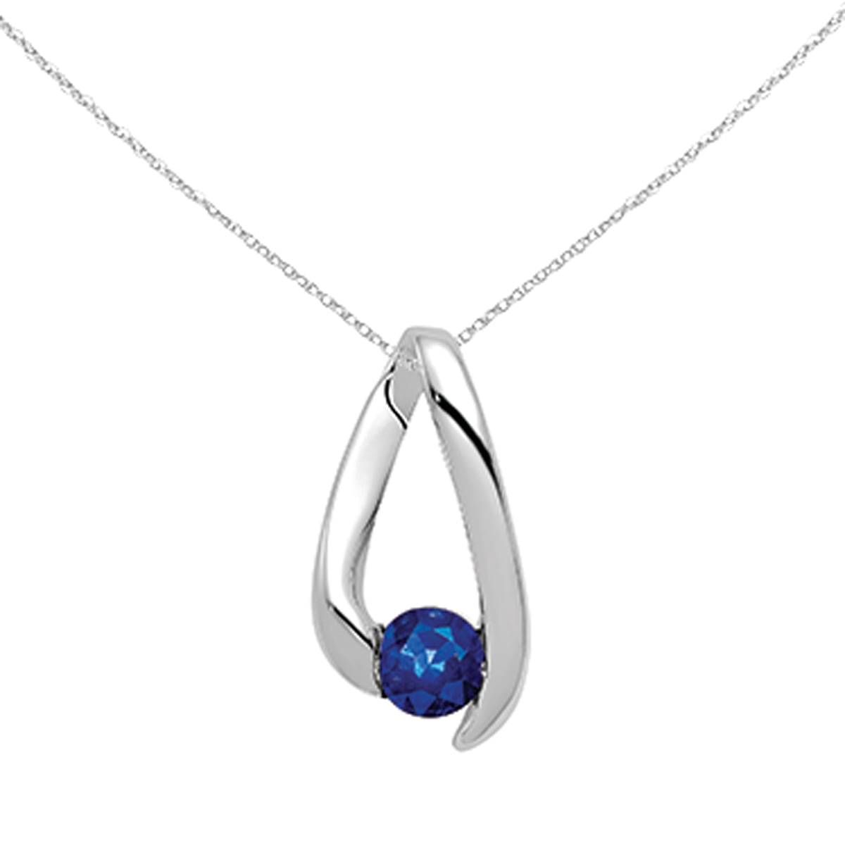 14k White Gold 4mm Blue Tanzanite Pendant Charm Necklace Slide Gemstone Chain Fine Jewelry For Women Gifts For Her