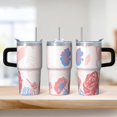 thumbnail image 2 of Rose 20oz Stainless Steel Tumbler with Handle and Straw – Insulated Travel Cup with Sliding Lid, 360° Full Wrap Printed Mug for Home, Outdoor & Sports Use, Flower, 2 of 6