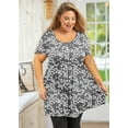 thumbnail image 7 of SHOWMALL Plus Size Tunic for Women Short Sleeves Grey Sakura 3X Tops Scoop Neck Clothes Summer Flowy Maternity Clothing Shirt, 7 of 7