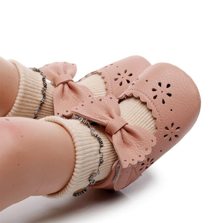 

NECHOLOGY Indoor Shoes Toddler Girls Single Shoes Bowknot First Walkers Shoes Hook Loop Boys Shoes Size 12 Little Kid Pink 12 Months