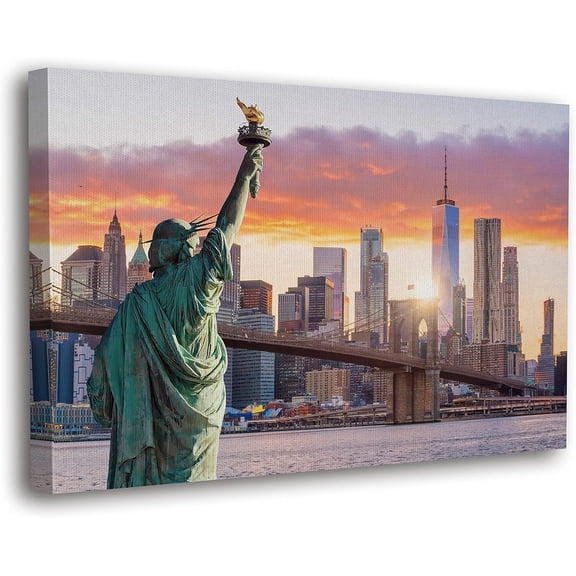 VELVET World's Heritage Famous Places Canvas Wall Art, Scenic Posters, Modern Landscapes Home Decor (31 New York - USA, - Ready to Hang) 10x8inch Unframed