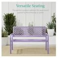 thumbnail image 6 of Outdoor Bench 2-Person Metal Steel Benches Furniture for Garden, Patio, Porch, Entryway w/Geometric Backrest, 790lb Capacity - Lavender, 6 of 7