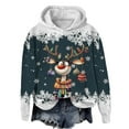 thumbnail image 1 of WILLBEST Sudadera con Capucha Oversize para Mujer, Estilo Casual, con Estampado Navideño de Ciervos con Cabeza Grande y Copos de Nieve, Cuello Redondo, Manga Larga y Diseño Ligero X-Grande, 1 of 4