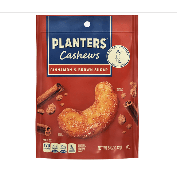 Cashews Cinnamon & Brown Sugar Trail Mix Snack Pack Plant-Based Protein 5 Oz Bag