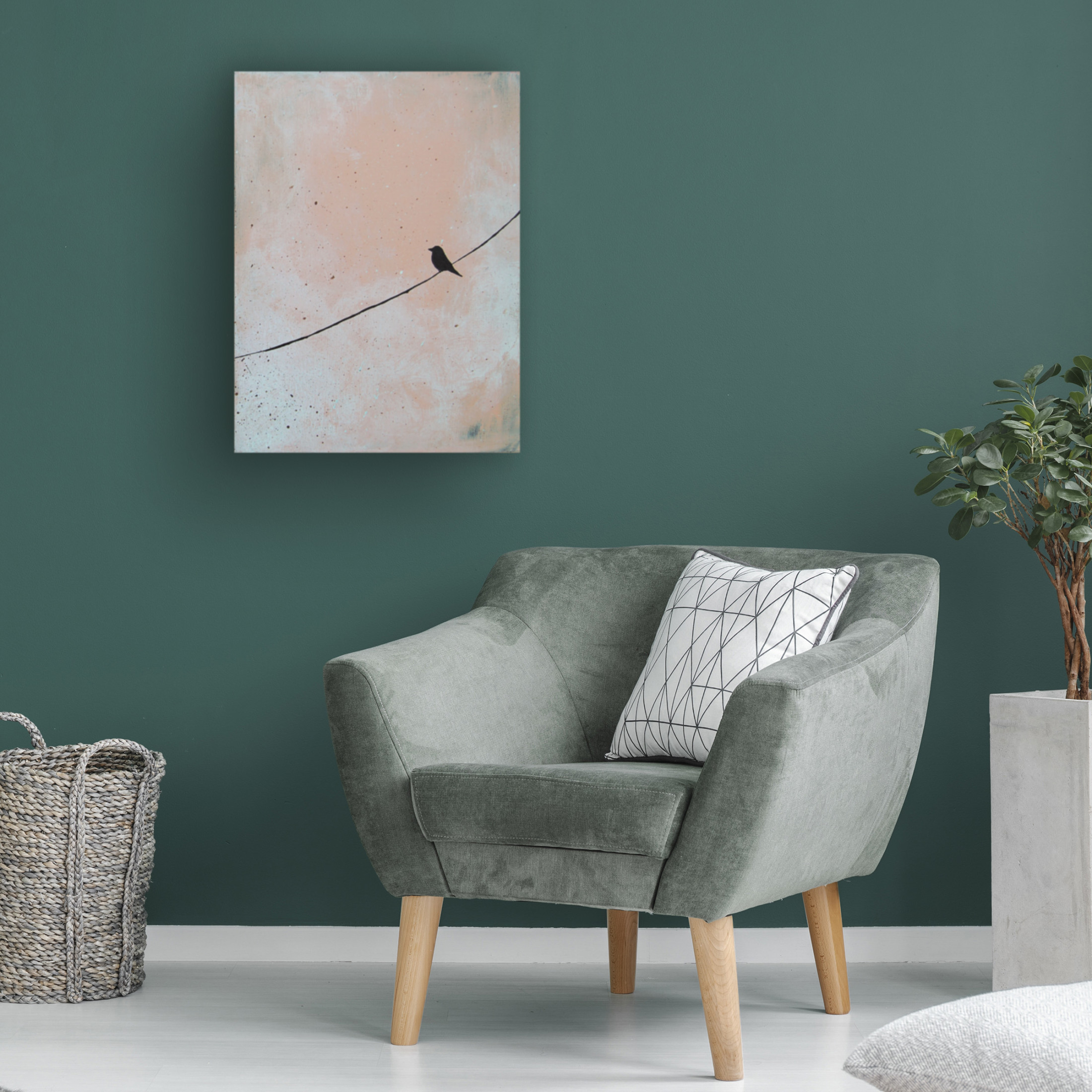 Canvas Wall Art - Nicole Dietz 'Pink Bird' Wall Art for Living Room, Bedroom, or Office Décor by Trademark Fine Art - 14 x 19 Inches