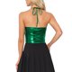 thumbnail image 3 of Camiseta metálica sin espalda para mujer Inspire Chic, con tirantes asimétricos y halter, top brillante, color verde M, 3 of 6
