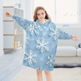 thumbnail image 5 of FORMRS Wearable Blanket Hoodie with Sleeves for Kids Cozy Flannel Sweatshirt, Blue Snowflake, 5 of 7