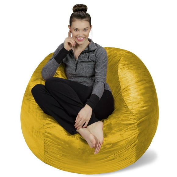Sofa Sack - Plush, Ultra Soft Bean Bag Chair - Memory Foam Bean Bag Chair with Microsuede Cover - Stuffed Foam Filled Furniture and Accessories for Dorm Room - Lemon 4'