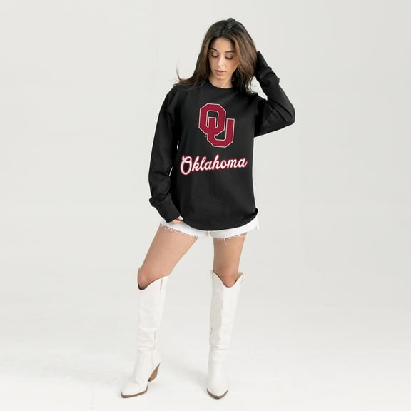 Women's Gameday Couture Black Oklahoma Sooners Oversized Honor Roll Long Sleeve T-Shirt