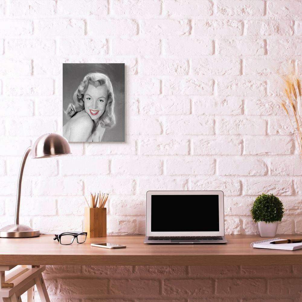 Stupell Industries Young Marilyn Vintage Hollywood Movie Star Classic Illustration Canvas Wall Art by Jadei Graphics