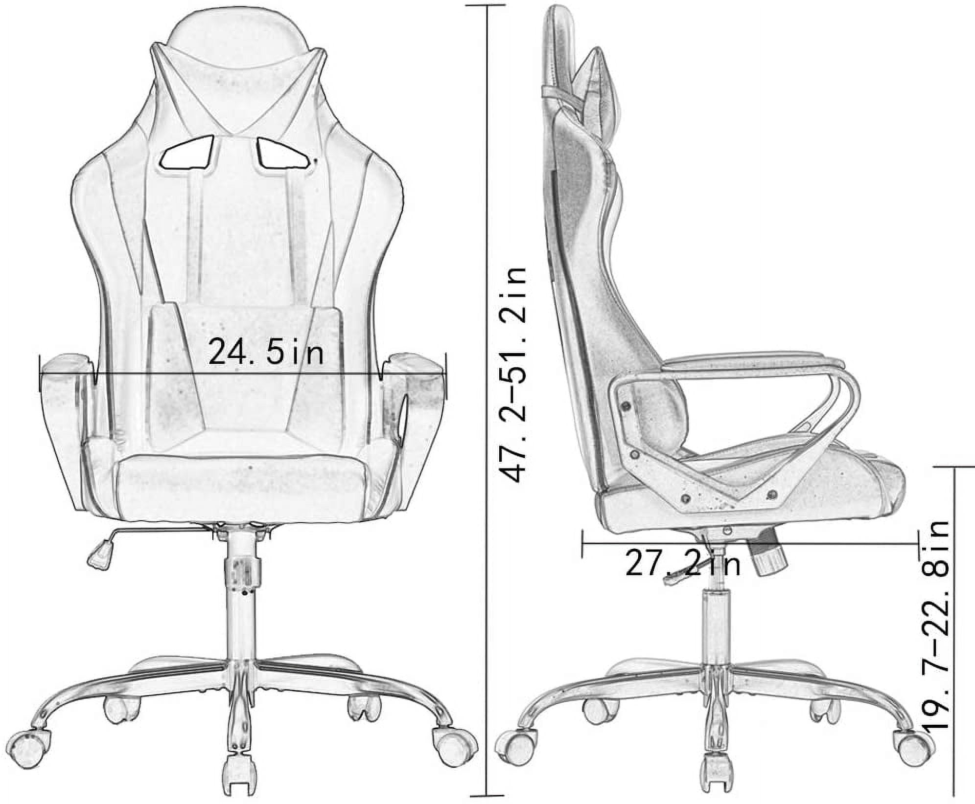 BestOffice Racing Style Gaming Chair with Adjustable Pillows and Reclining Backrest for Unisex Gamers(Blue)