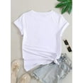 thumbnail image 2 of Camiseta informal con estampado de unicornio para mujer | Cuello redondo y manga corta | Tejido de punto de elasticidad media | Estampado de dibujos animados para todo el año | Ideal para viajes y tie, 2 of 6