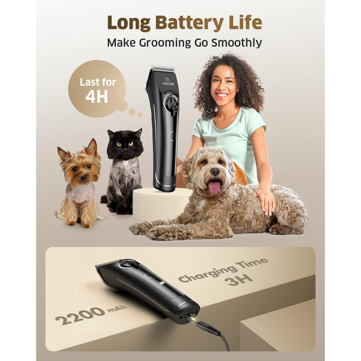 Oneisall CP-9050 Heavy Duty Dog Grooming Clippers Kit photo 3