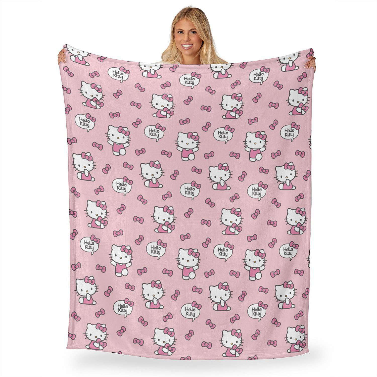 Hello Kitty Let's Bow Pink Silk Touch Throw Blanket