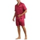 thumbnail image 4 of Conjunto de pijamas de satén INSPIRE CHIC para el Día del Padre, pijamas de manga corta para hombres, ropa de casa de dos piezas con bolsillos, pijamas suaves para dormir XL rojos, 4 of 6