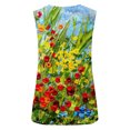 thumbnail image 5 of Camiseta holgada sin mangas con cuello redondo y estampado de flores informales de verano para mujer Pompotops  lopia994404, 5 of 5