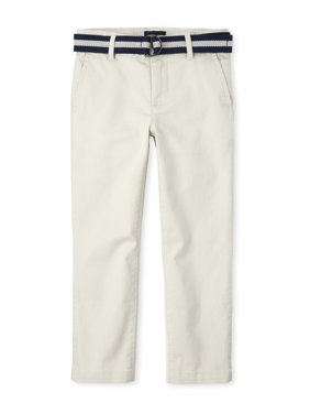 The Children's Place Boys 4-16 Slim & Husky, Belted Stretch Chino Pants