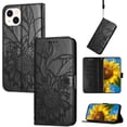 thumbnail image 2 of Wallet Case for iPhone 15 Case with Card Holder,Sunflower Pattern Leather Phone Case with Kickstand Magnetic Closure Feature Shockproof Protective Flip Cover for iPhone 15 Black Sunflower, 2 of 16