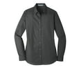 thumbnail image 3 of Port Authority Ladies Long Sleeve Carefree Poplin Shirt Lw100 - Graphite - S, 3 of 4