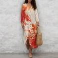 thumbnail image 4 of DISNIMO Fish Printed Womens Casual Maxi Dresses Loose V Neck Dress 3/4 Sleeve Shift Dress for Women Linen Style Long Dresses for Women, 4XL, 4 of 6
