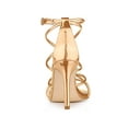 thumbnail image 2 of BLISSFUL STEP Women's Open Toe Strappy Straps Prom Stiletto Heels Sandals Champagne Gold 6, 2 of 7