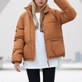 thumbnail image 5 of Warm Women's Short Jacket With Stand Collar Thick And Cozy Winter Coat Loose Fit Bread Jacket For Cold Weather Petite for Women Womens Utility Jacket Hooded Women S Coats And Jacket Womens Utility, 5 of 5