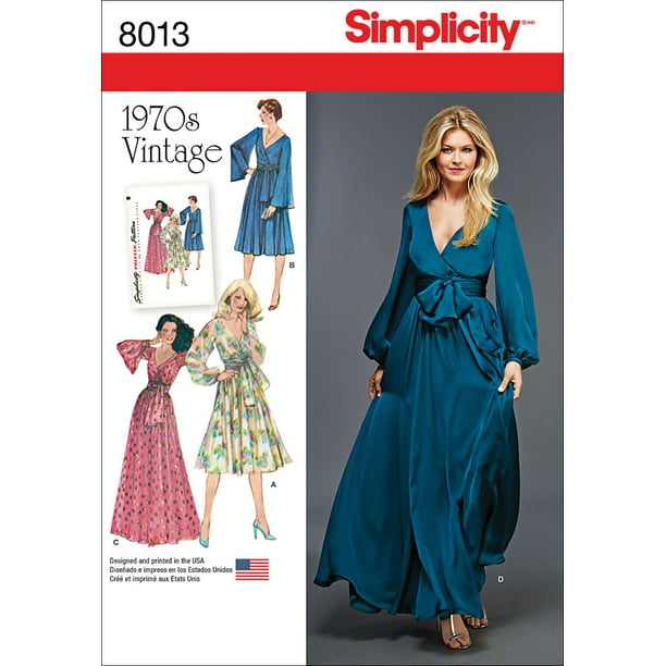 Simplicity 8013 1970 Vintage Mode Robe Patrons de Couture, Tailles 6-14