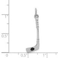 thumbnail image 3 of 14k White Gold Solid Polished 3-D Black Enameled Hockey Stick Charm, 3 of 4