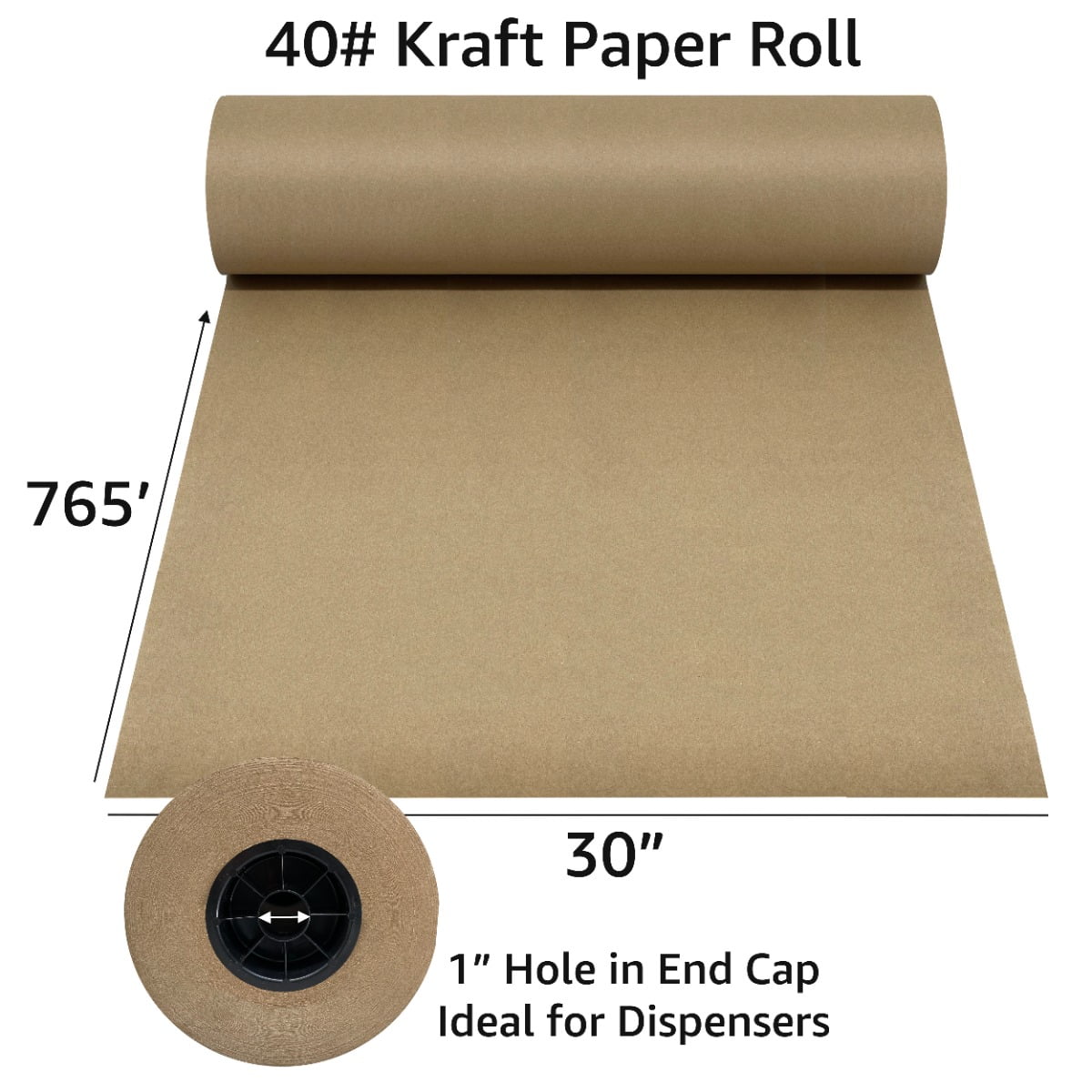 UOFFICE Kraft Paper Roll 765'x30" 40lb Wrapping Cushioning Fill