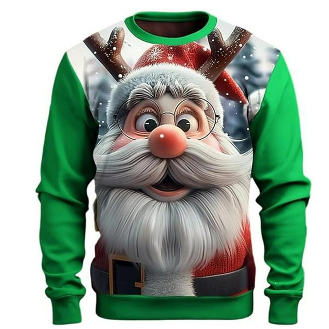 VJATTWR Chandail en Molleton Joyeux pour Hommes, Automne et Hiver, Col Rond, Ample, Grande Taille, Ajusté, Décontracté