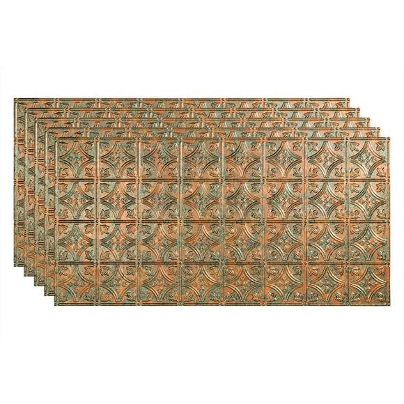 FASÄDE Traditional 1 Decorative Vinyl 2ft x 4ft Glue Up Ceiling Panel in Copper Fantasy (5 Pack)