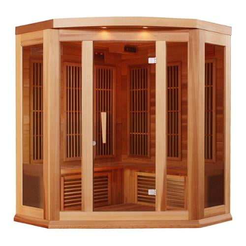 Maxxus 3-person Carbon Infrared Red Cedar Wood Corner Sauna by Overstock